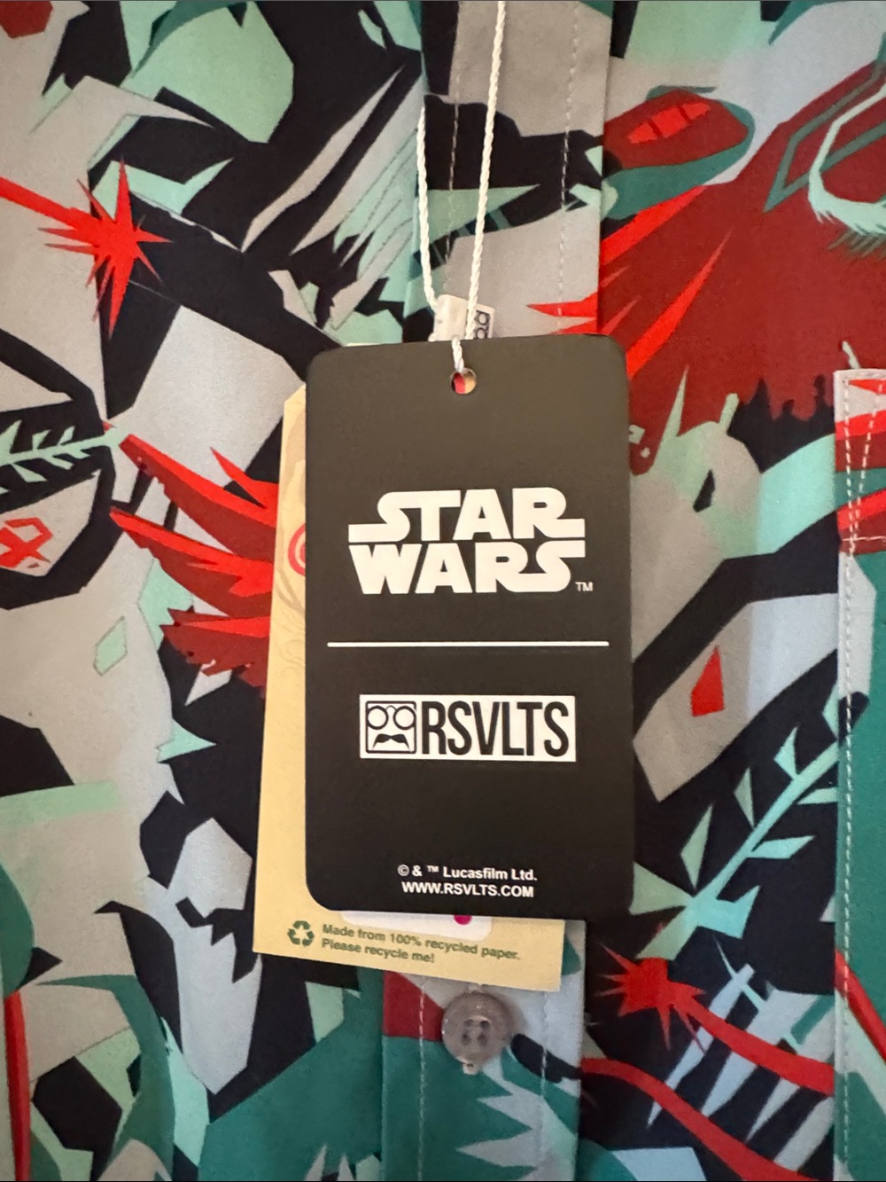 NWT: RSVLTS Star Wars Men's Short-Sleeve Button-Up Shirt - size XL - Picture 2 of 4